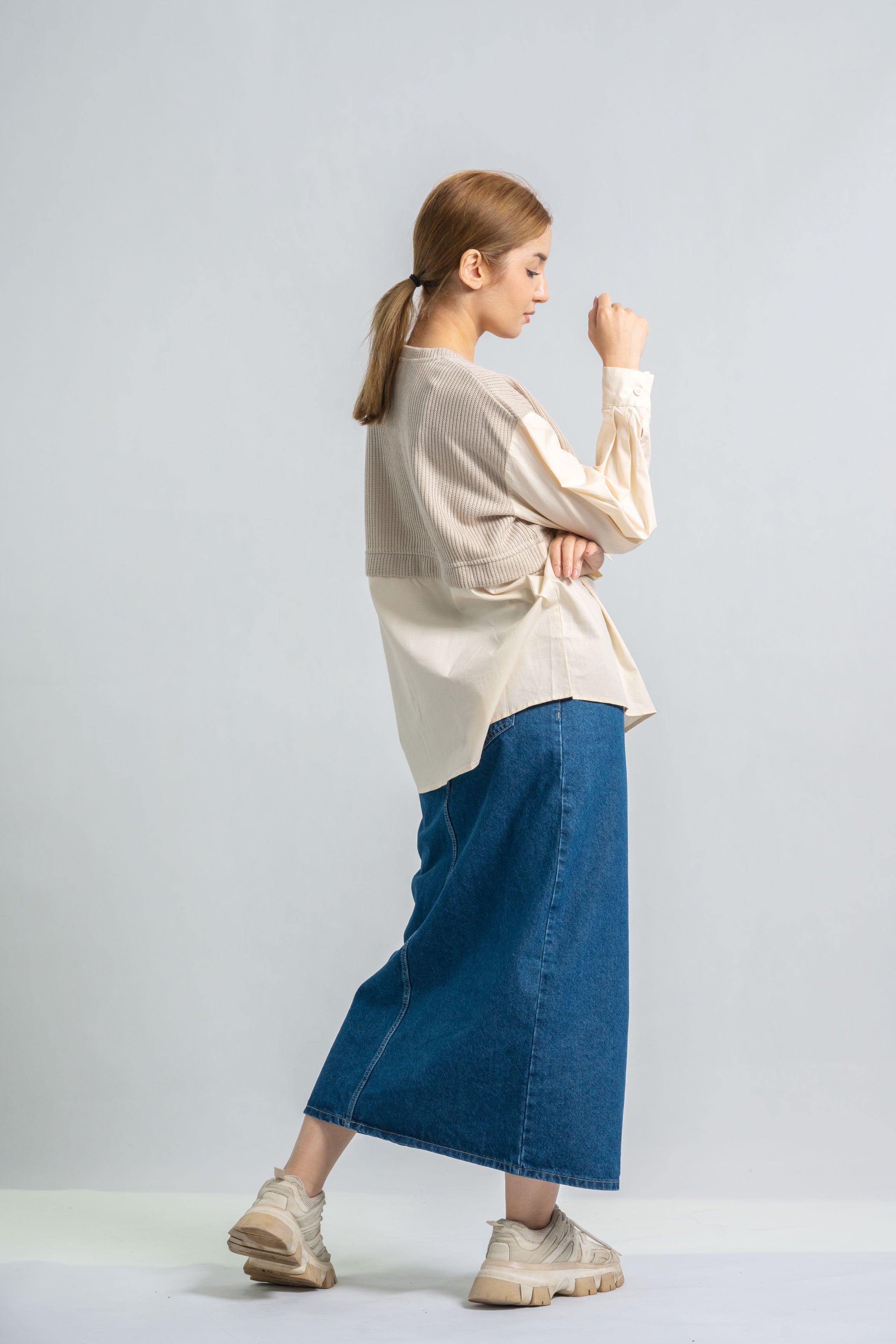 Hybrid Blend Knit-Cotton Shirt